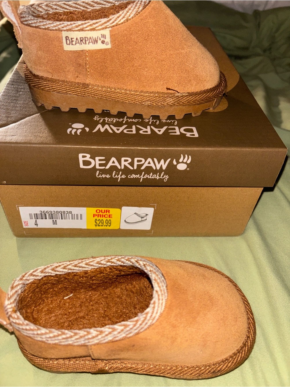 BearPaw Kids Chestnut Suede Slip-On Slippers